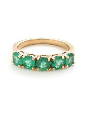 Classic Emerald 14K (18K Custom) Yellow Gold Row Band Ring